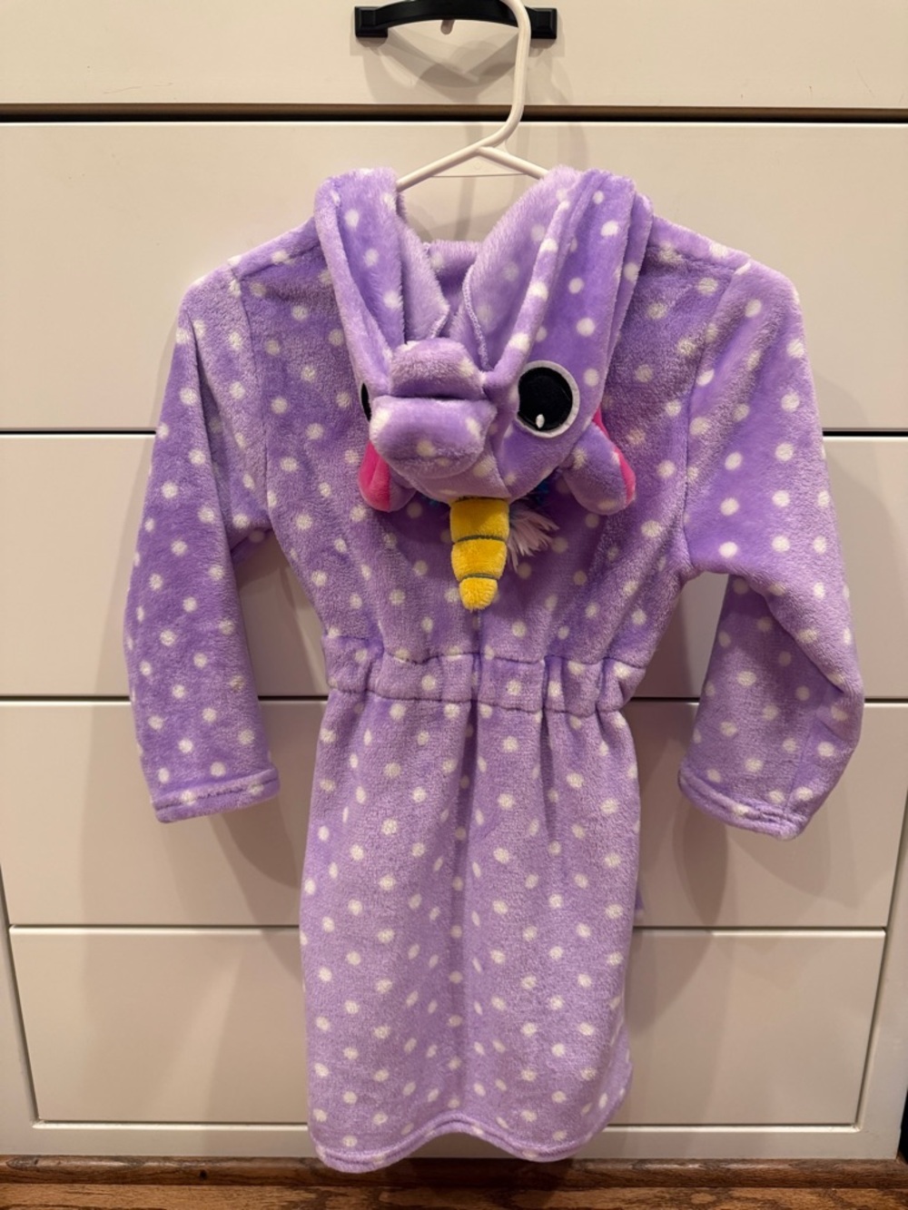 Kids Purple Polka Dot Unicorn Hooded Pajama Robe